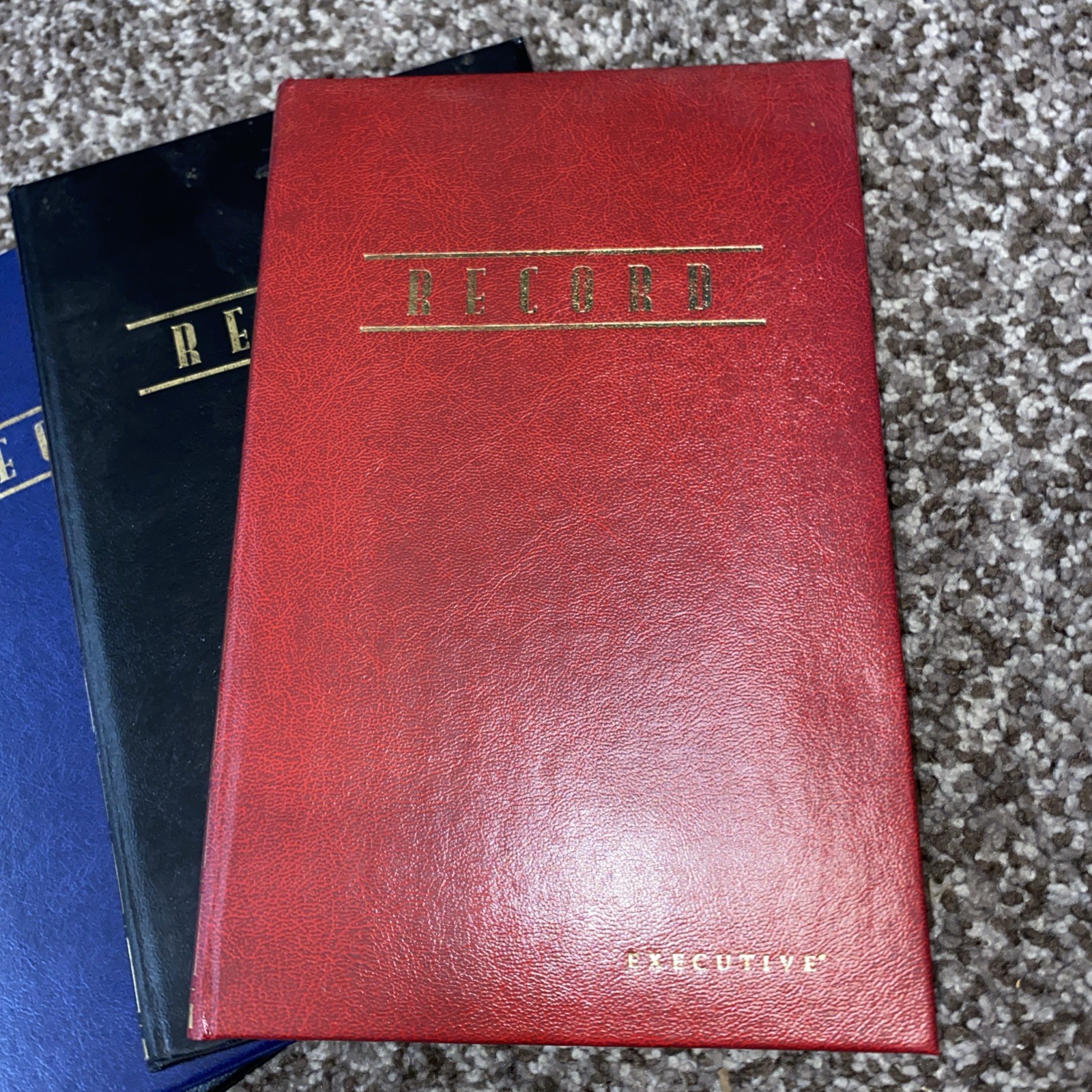 Vintage Executive Record Books Lot of 4 Black Blue Red Hardcover Log Journals