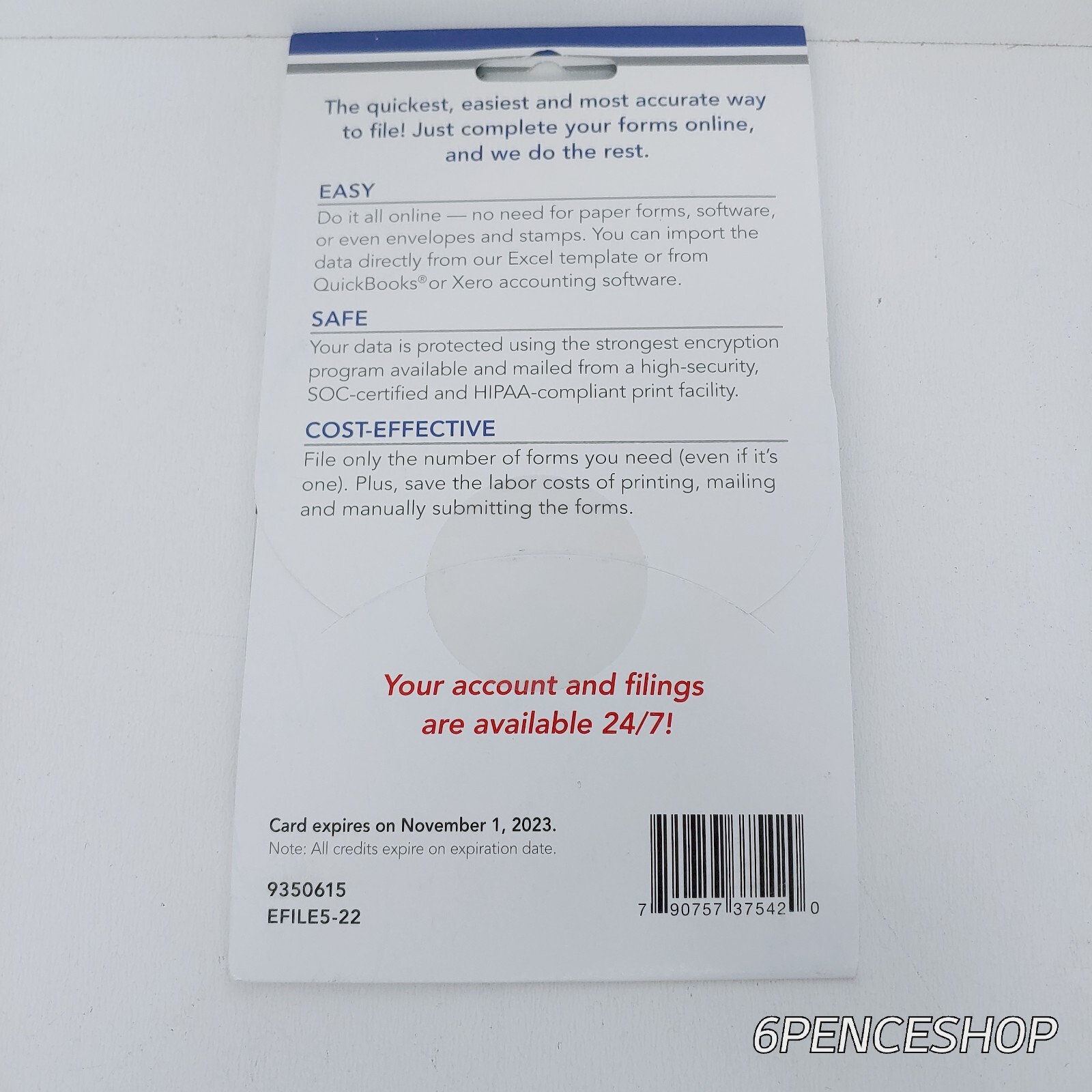 New FAST FILE Small Business Tax Filing Card, W2 & 1099 (Available 07/2024)