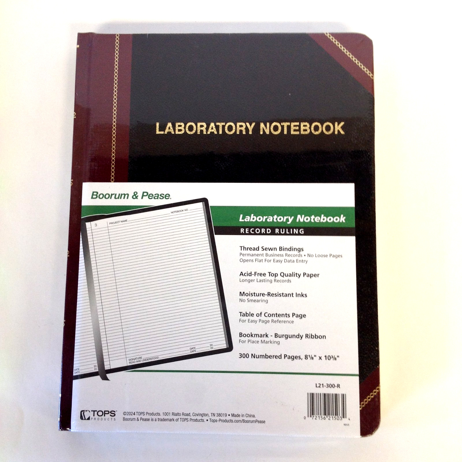 Boorum & Pease L21-300-R Laboratory Notebook Black/Red 8.13″ x 10.38″ 300 pages