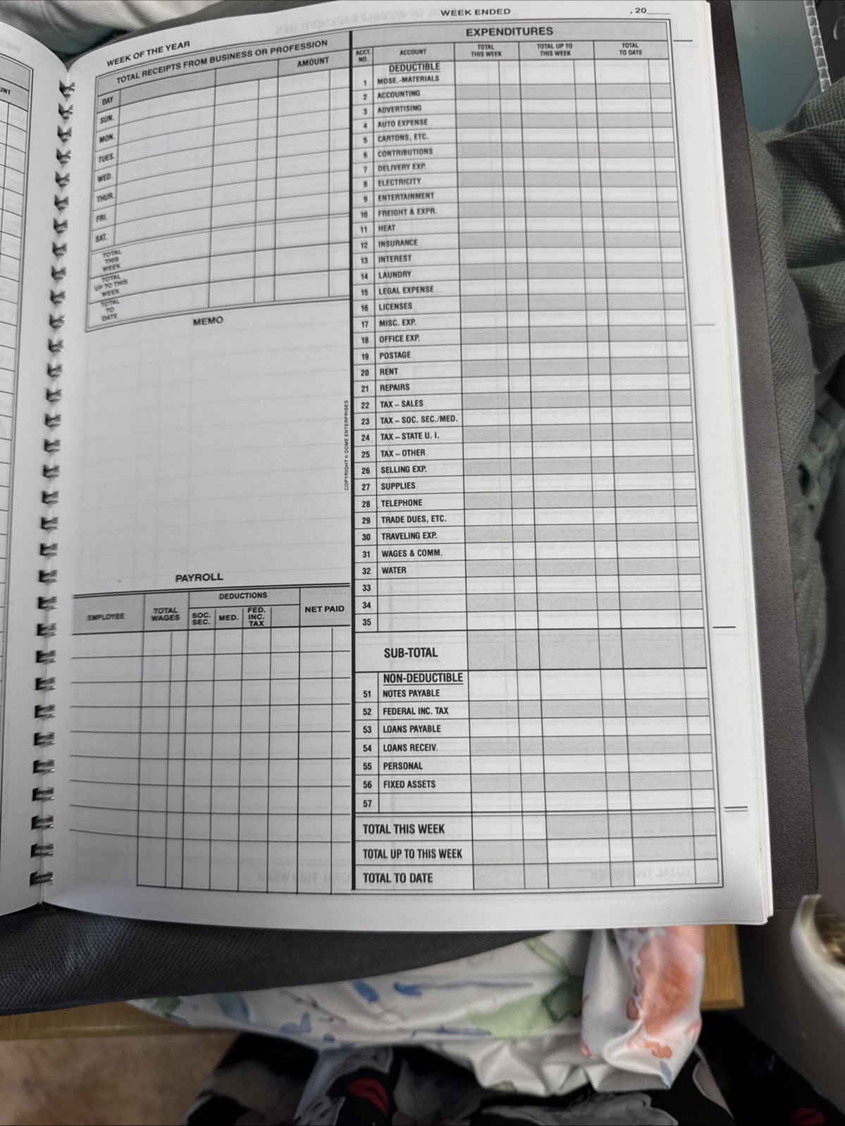 Dome DOM600 Bookkeeping Record Book Weekly 128 Pages 9 x11 Inches, Brown