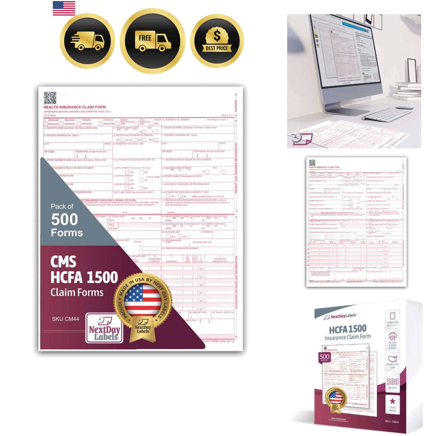 CMS 1500 / HCFA 1500 Insurance Claim Forms – Laser/Ink-Jet Compatible New Ver…