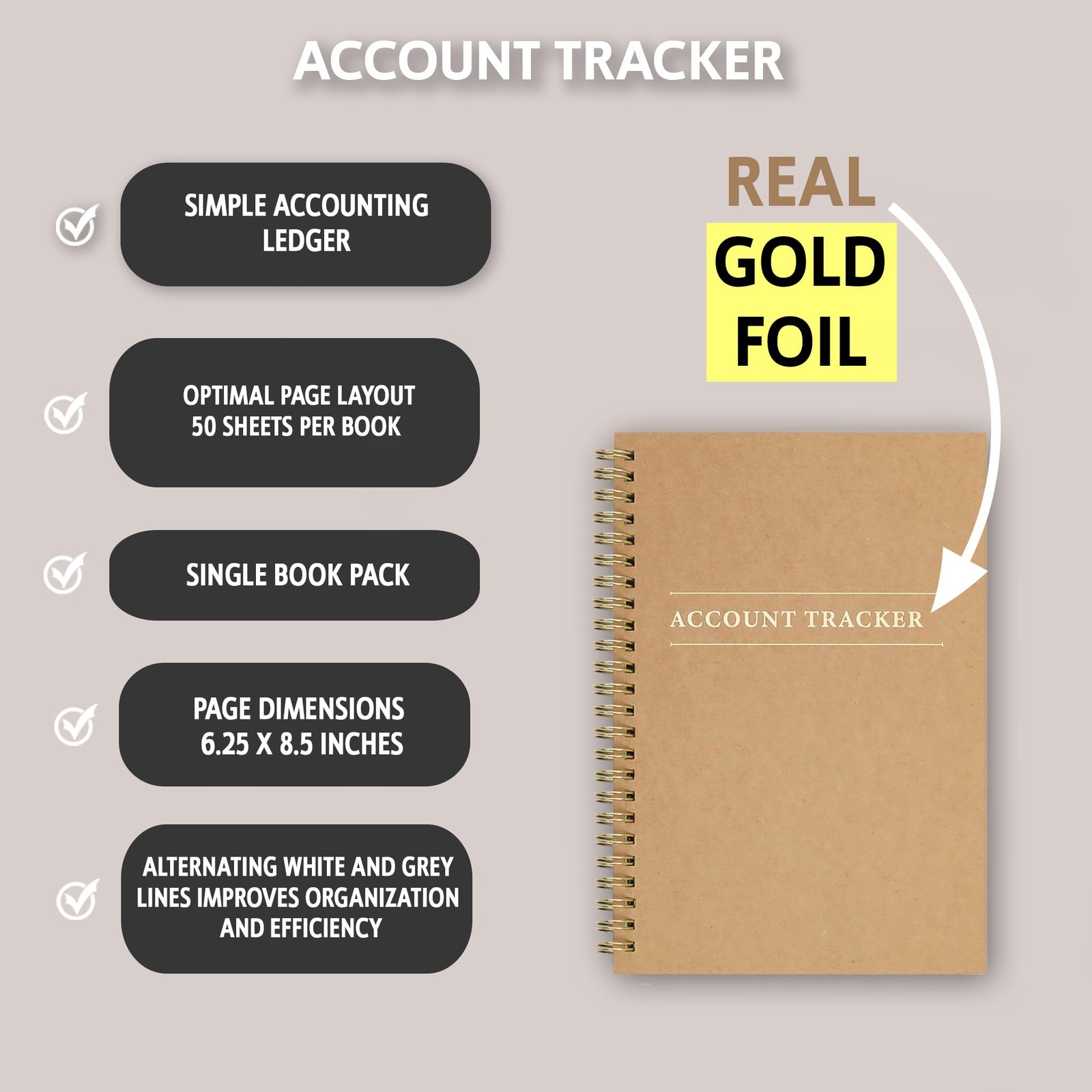 1 Pack Accounting Ledger Books for Home Budget Tracking, Business 1-PACK