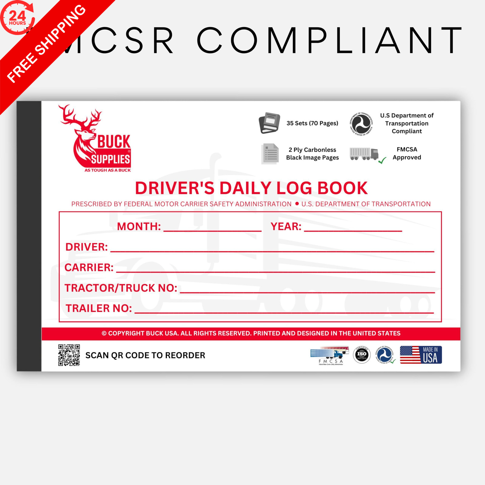 Driver Daily Log Books for Truck Drivers with 7 & 1 Pack, Driver’s