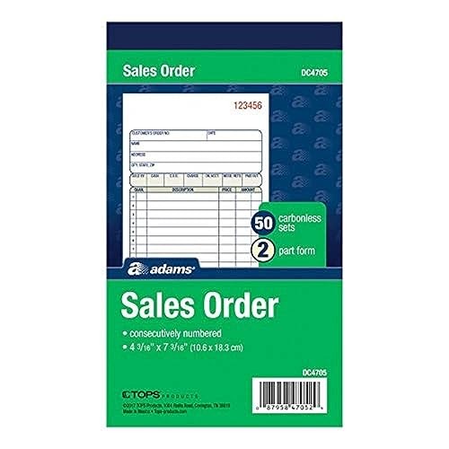 Adams Sales Order Books, 2-Part, Carbonless, White/Canary, 4-3/16″ x 7-3/16″,