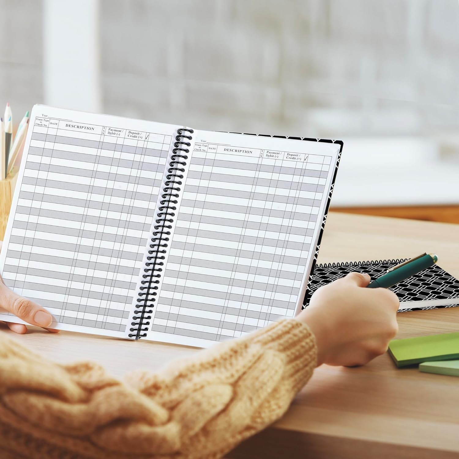 2-Pack Check Book Register & Debit Card Ledger – Black, Standard Edition