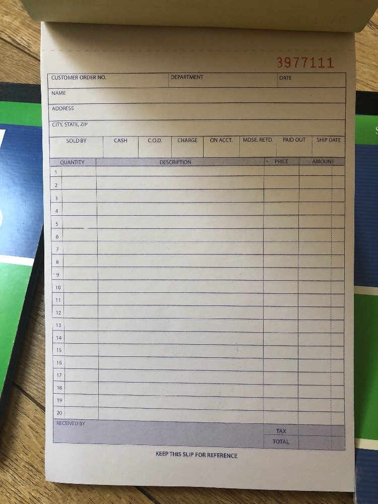 3x Sales Order Book Receipt Invoice Form 50 Set 2 Parts Duplicate Carbonless
