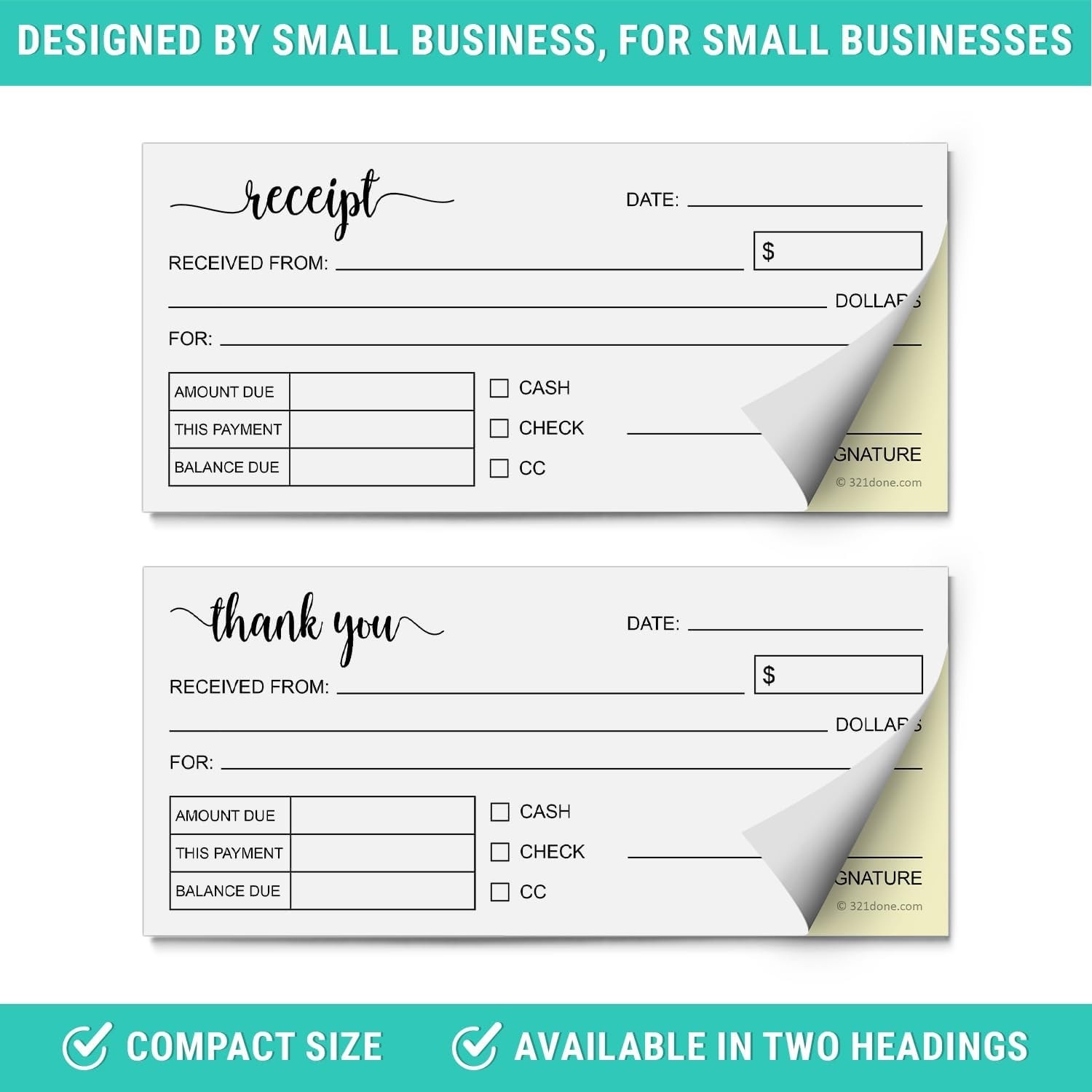Receipt Book, – 2.75×6 Pocket Size 2-Part Carbonless, Cute Handheld Duplicat…