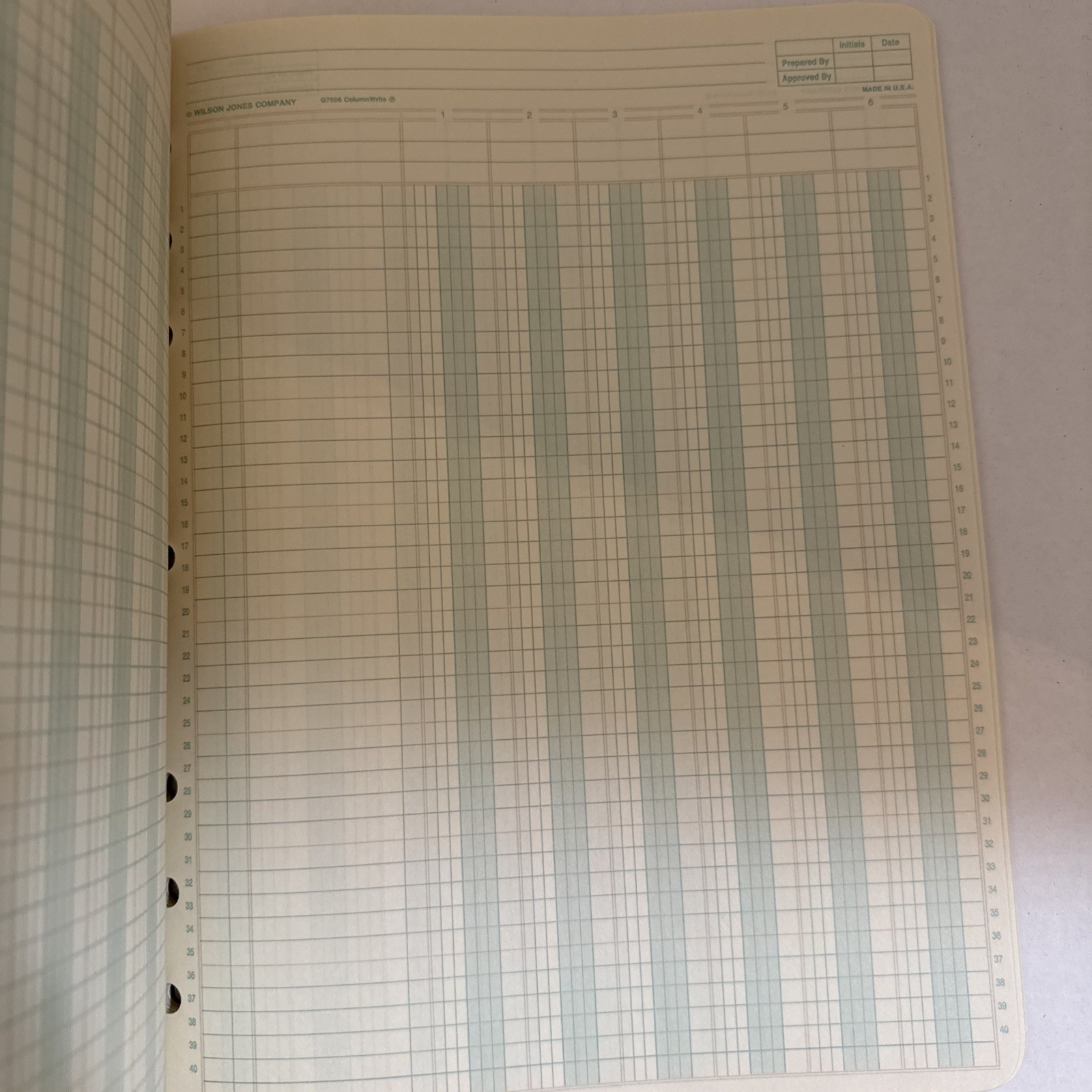 Set Of 5 Vintage Columnar Paper Pads Wilson Jones Boorum & Pease Mead 1968 1986