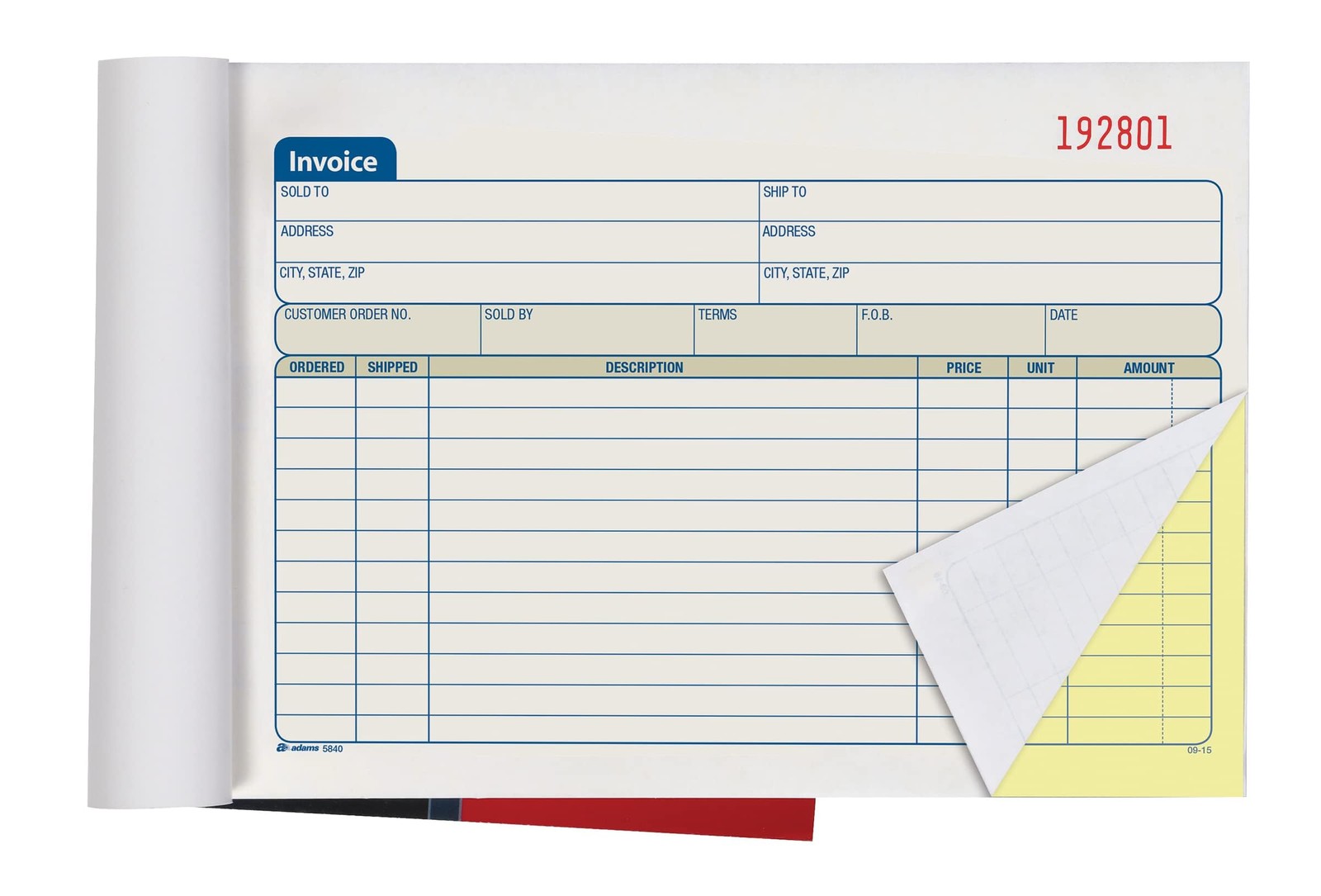 Adams Invoice Book, 2-Part, Carbonless, 5-9/16 x 8-7/16 Inches, 50 Sets per B…