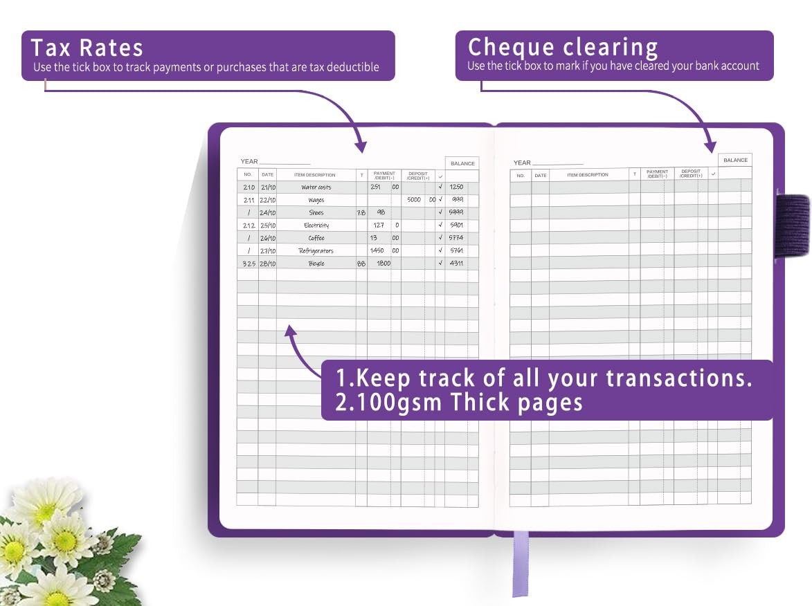 Check Registers for Personal Checkbook, Checkbook Register with Check & Trans…