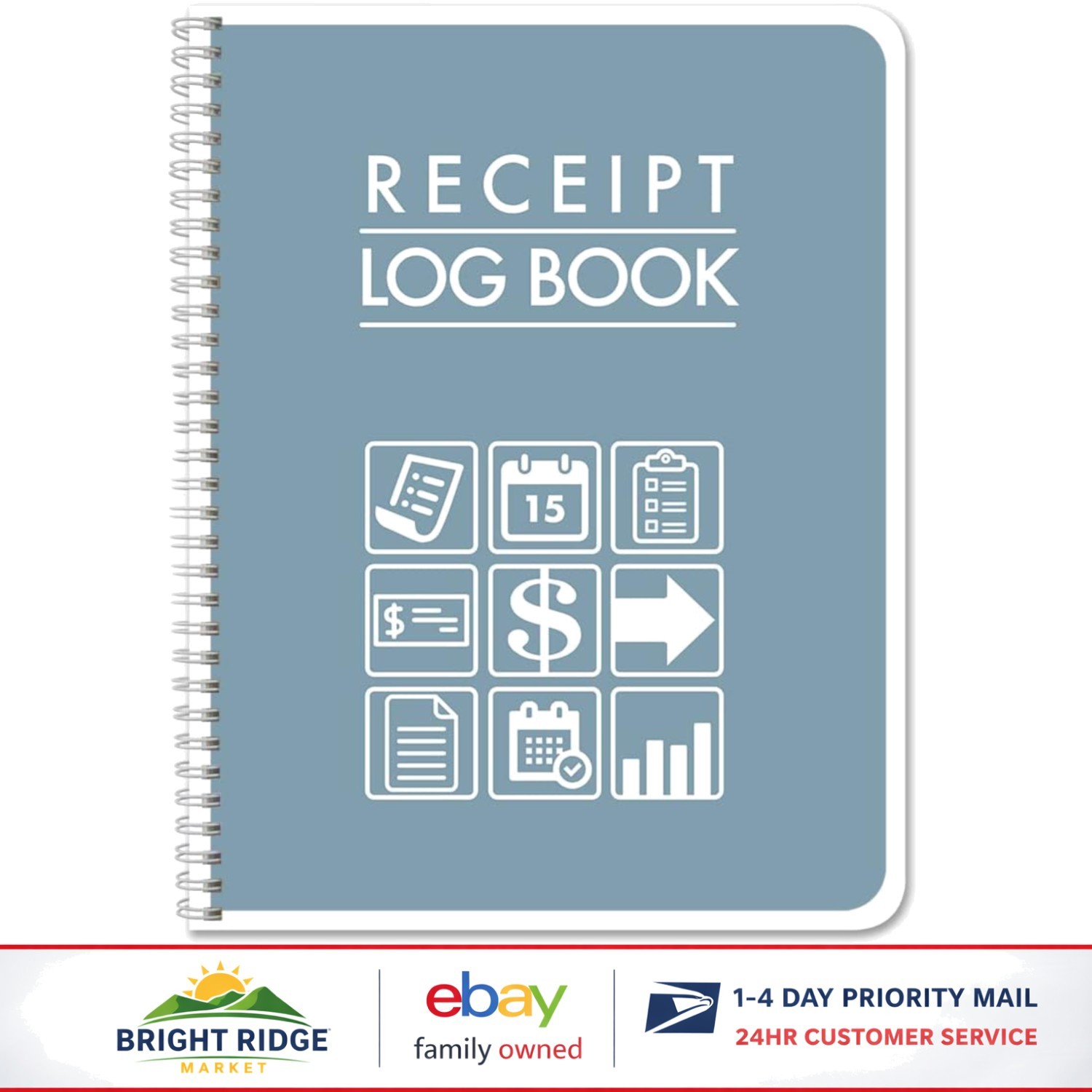 100 Page Receipt Log Book for Business Use, Durable Travel-Friendly Design