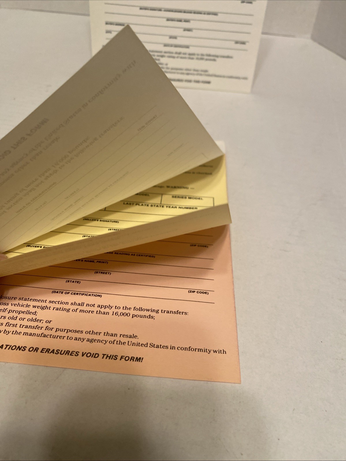 Odometer Disclosure Statement Documents – 13 Sets Of 3 Pages – Read Description
