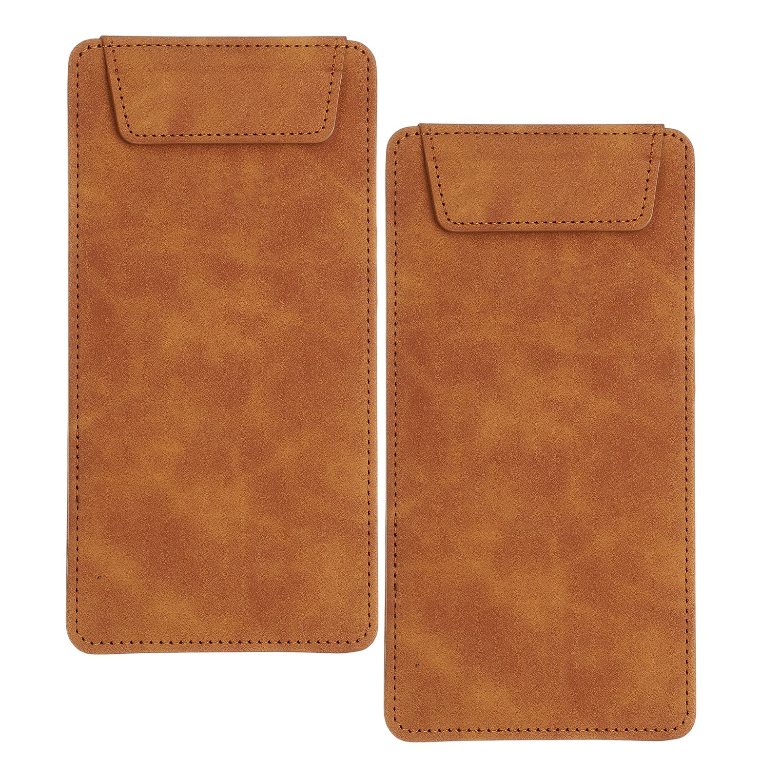 2 Pack Mini Clipboard 8″ x 4″ Leather Small Clipboard with Pen Holder (Brown)