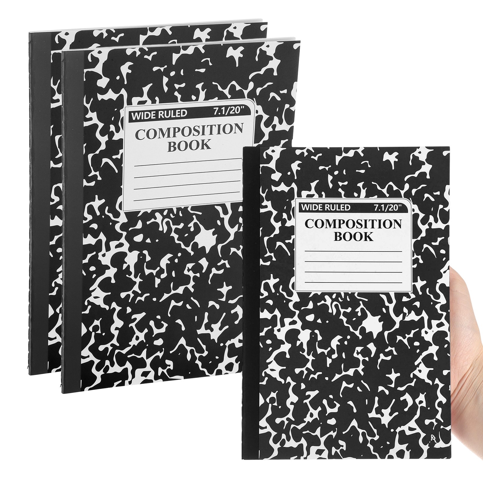 2 Pack A5 Notebook, A5 Journal Mini Notebook Pocket Marble,Black