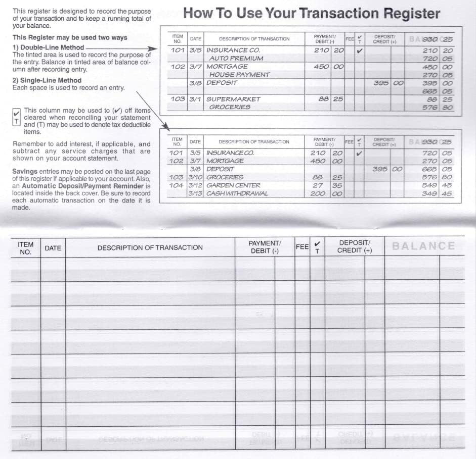 12 Check registers for Personal Checkbook – Checkbook Ledger Transaction Regi…