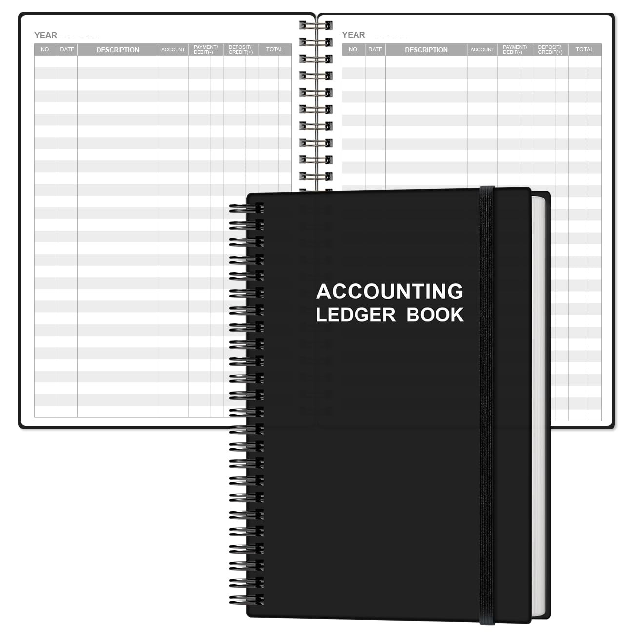 Accounting Ledger Book – A5 for Bookkeeping, 5.8″ x 8.4″, Black