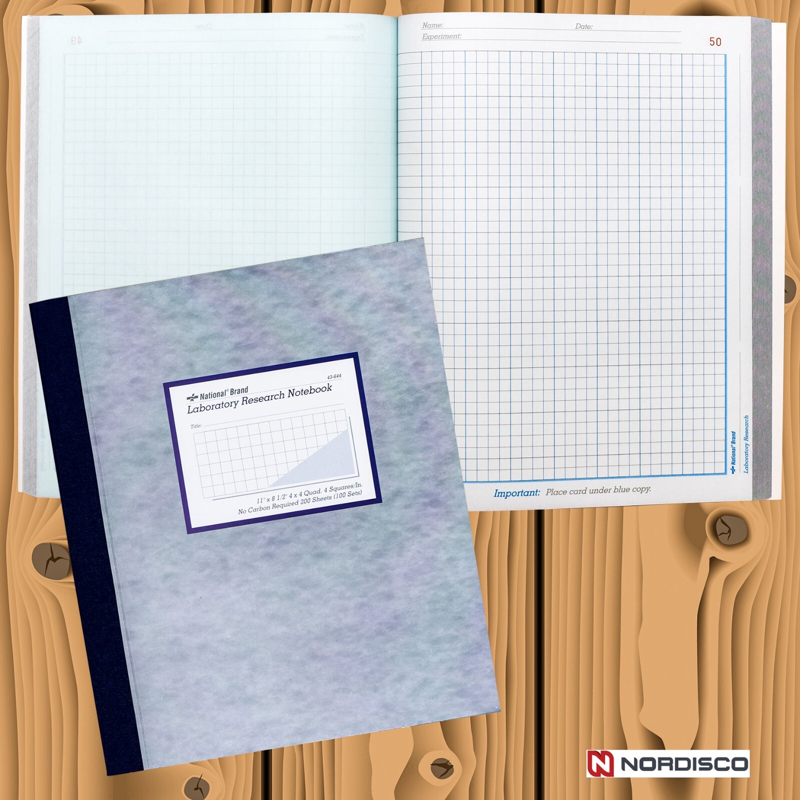 National Brand 43-644 Laboratory Research Notebook, 4 x 4 Quad Ruled