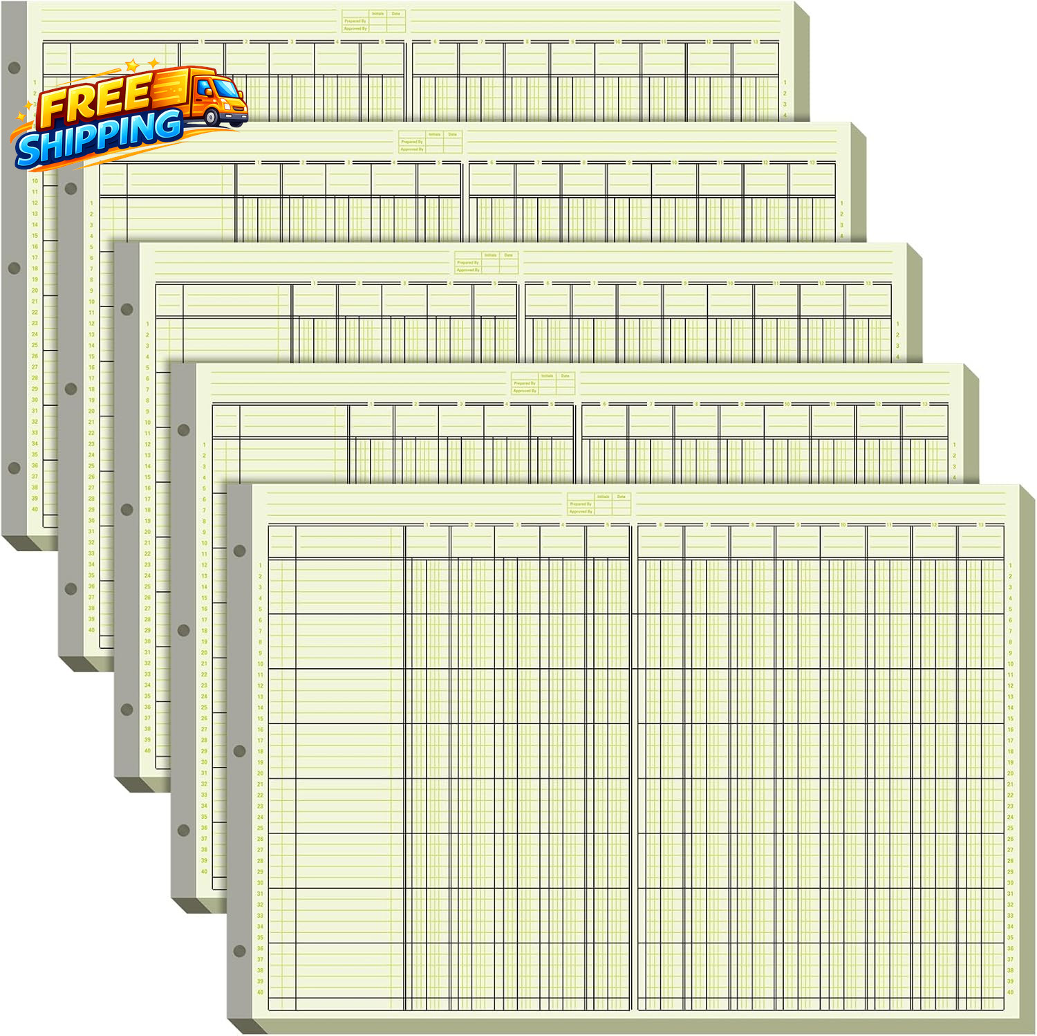 5 Pack 250 Sheets Analysis Columnar Books 3 Hole Accounting Ledger Book Ledger
