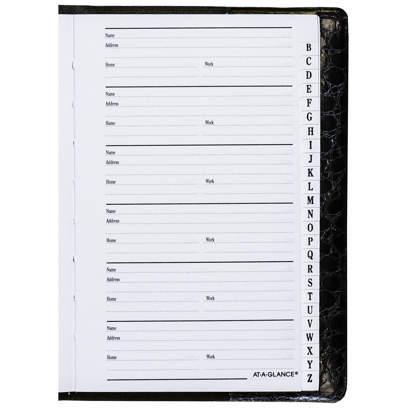 At-A-Glance 80-402 Telephone Address Book 4 x 6-1/8″, Black Faux Crocodile Cover