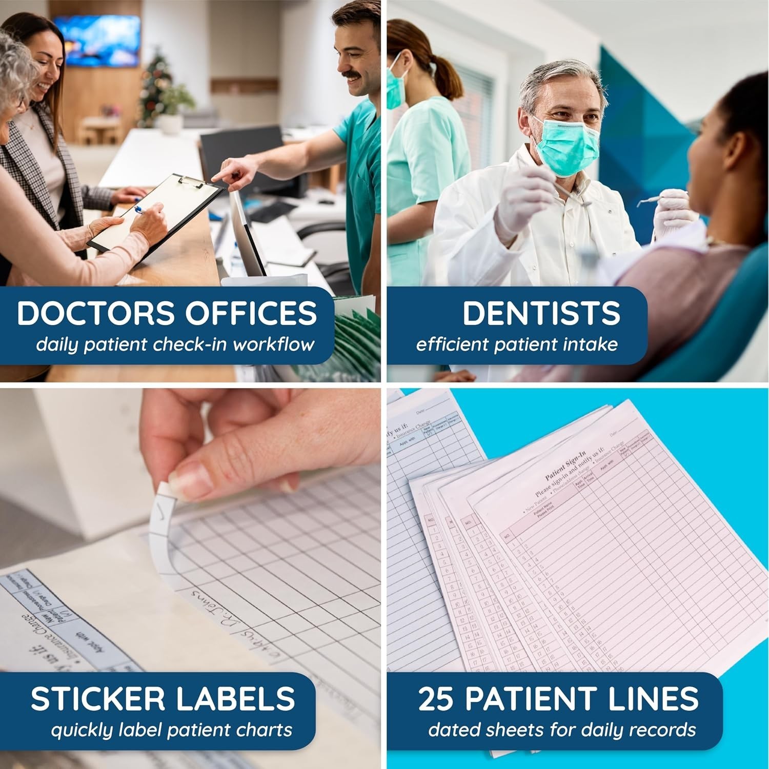 125 Pack HIPAA Compliant Patient Sign-In Sheets with Adhesive Labels, Burgundy