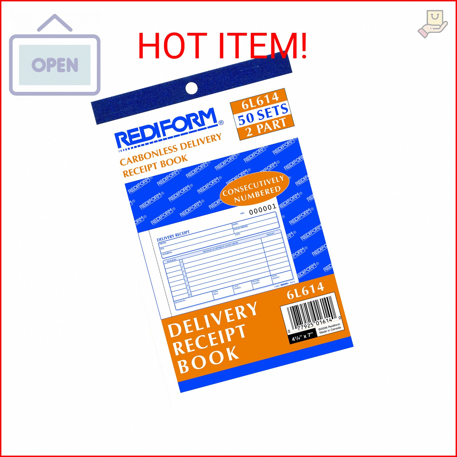 Rediform Delivery Receipt Book, Three-Part Carbonless, 6.38 x 4.25, 50 Forms Tot