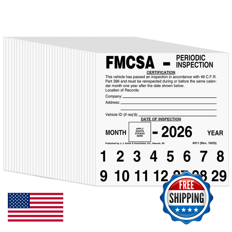 J. J. Keller & Associates, Inc. Fmcsa Periodic Inspection Label 50-Pk. – 5 X 5
