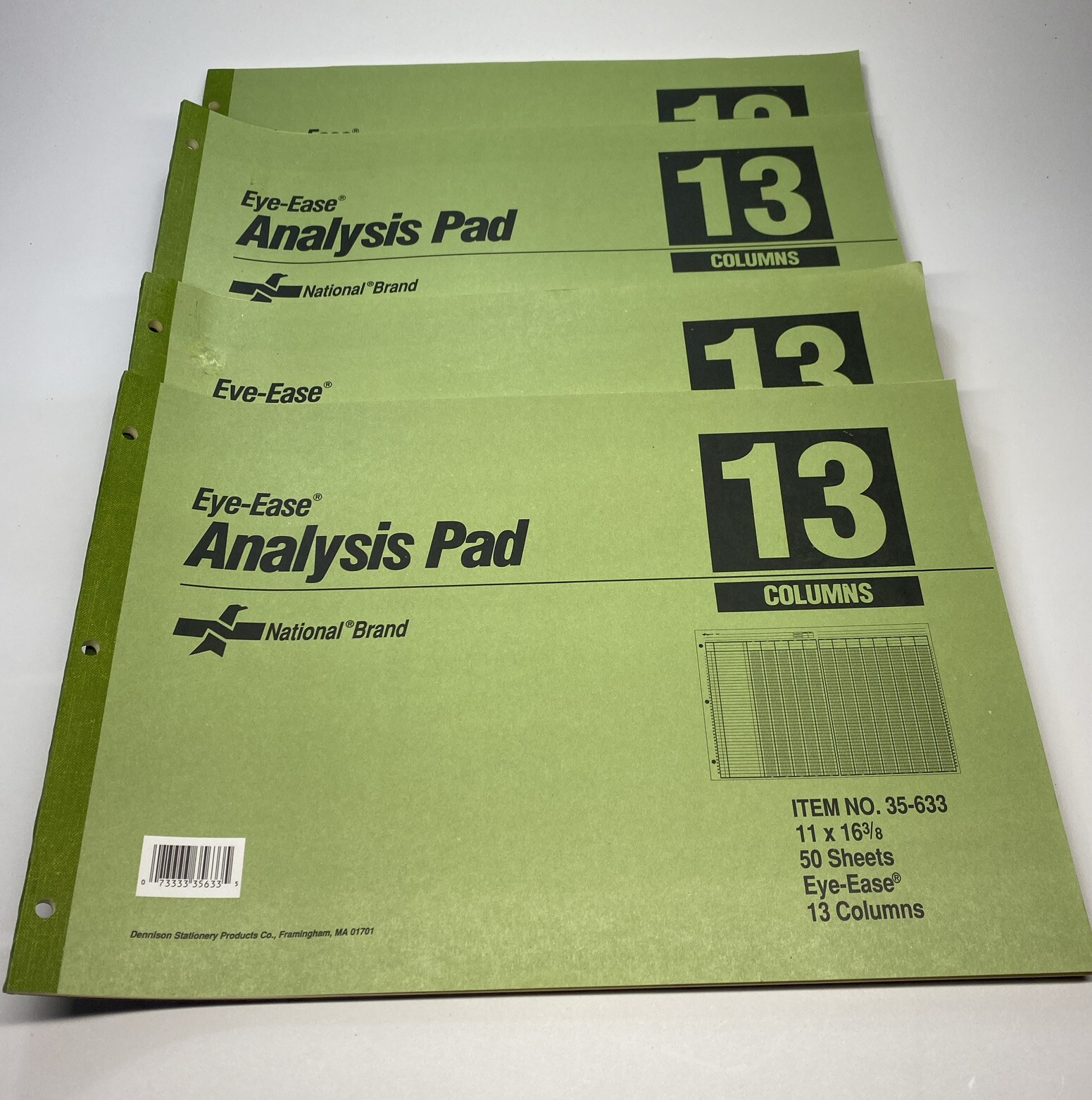 National Brand Analysis 13Column Pad 35-633 Vintage 50 Sheets 11×163/8 Lot Of 4