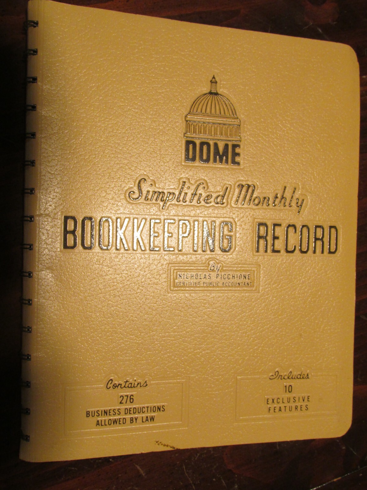 Vintage Dome 612 Bookkeeping Record Tan Vinyl Cover 128 Pages 8 1/2 x 11 Pages