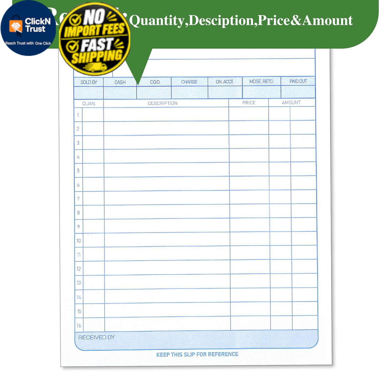6 Pack Sales Order Book, 5-9/16 x 8-7/16″ Receipt Book with Carbon…