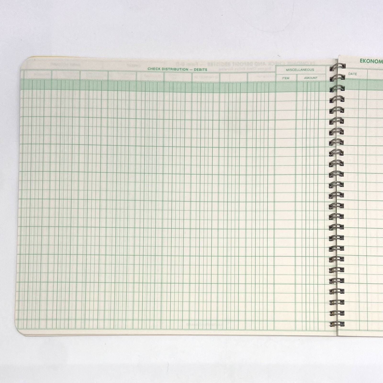 Vintage Ekonomik Wirebound Form DD Check Register 1965 Printed In USA