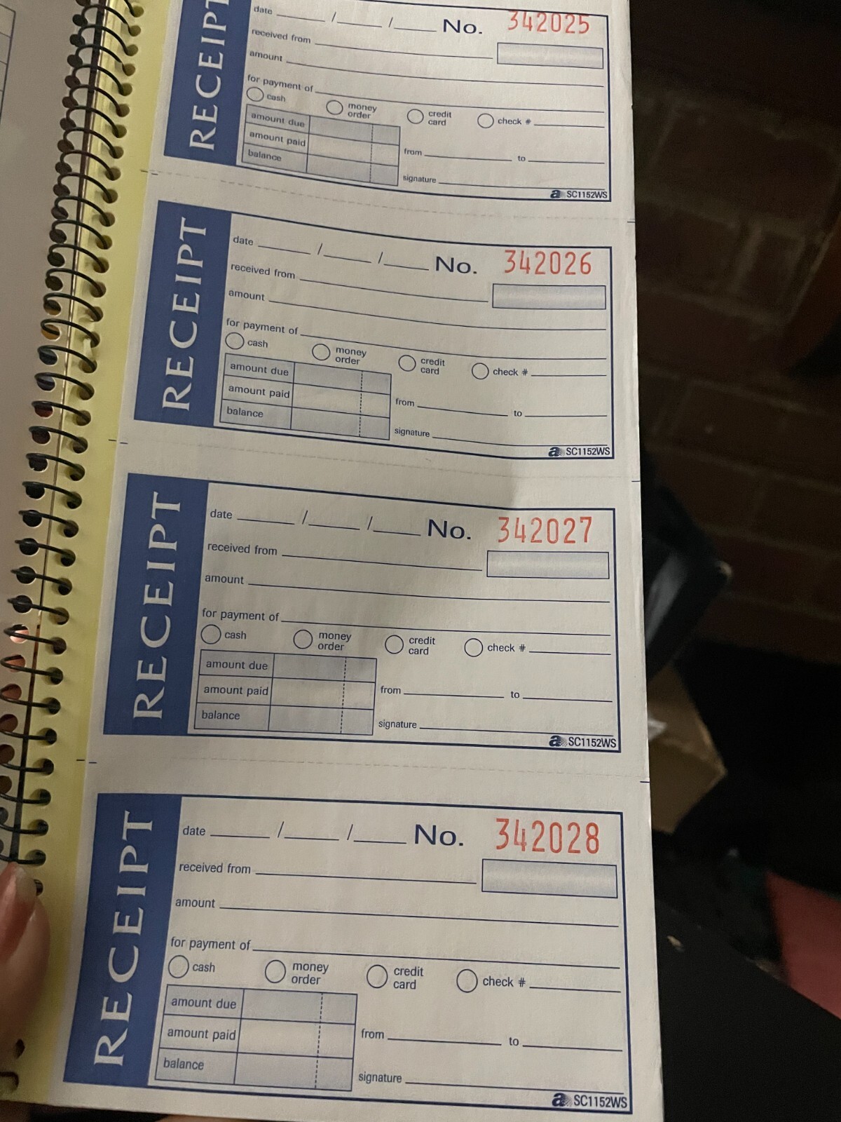 176 NEW Write and Stick self stick removable receipt book 2 part carbonless set