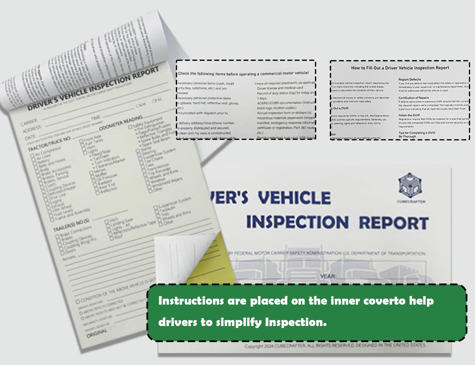 Detailed Driver’s Vehicle Inspection Report 10 Pack Book 21cm*14cm*6cm