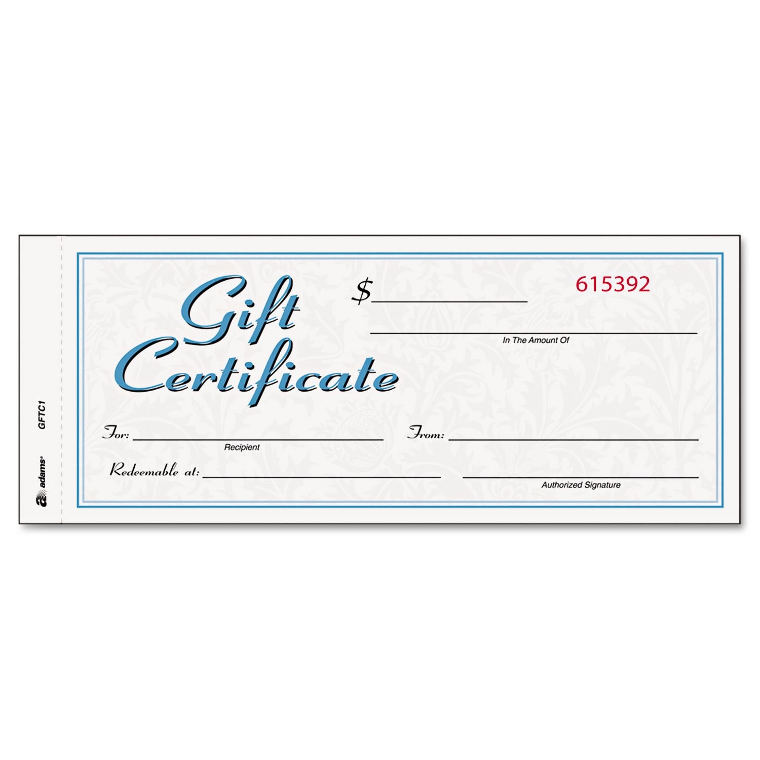 Adams Gift Certificate Book, 8.50″ Width x 3.40″ Length, White/Canary
