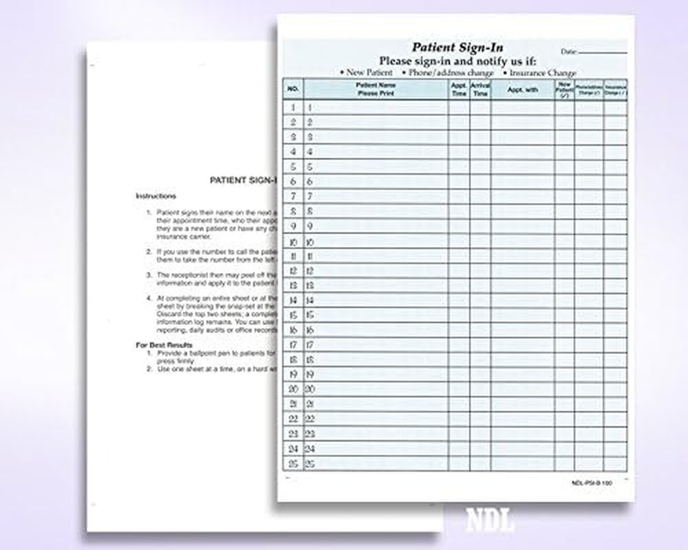 Nextdaylabels Patient Sign-In Sheets – HIPAA Compliant, 3-Part Carbonless NCR Fo
