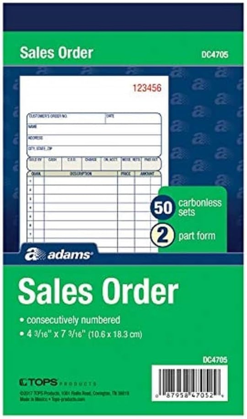 Sales Order Books, 2-Part, Carbonless, White/Canary, 4-3/16″ X 7-3/16″, Bound W