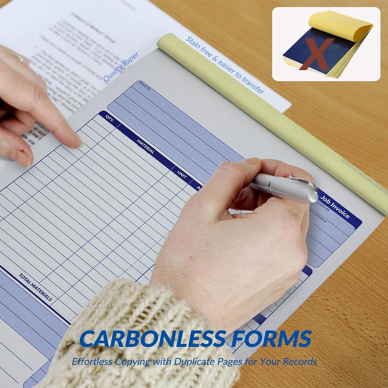 2-Part Carbonless Contractor Work Order Forms Invoice Book 8.5″ x 11.4″ Size