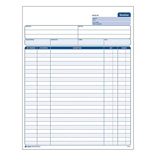 Adams Invoice Sets, 2-Part Carbonless, 8-1/2″ X 11-7/16″, 50 Sets Per