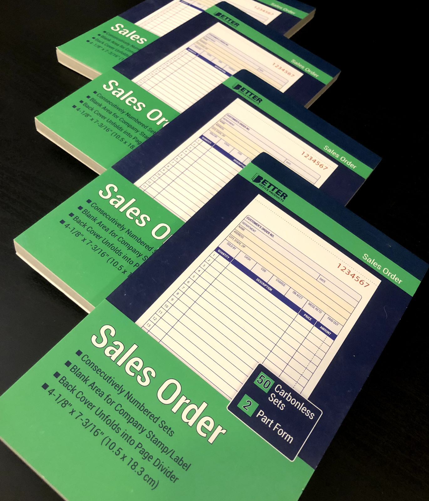 Better Office Sales Order Books, 4 Pack, 2-Part Carbonless (White/Yellow)