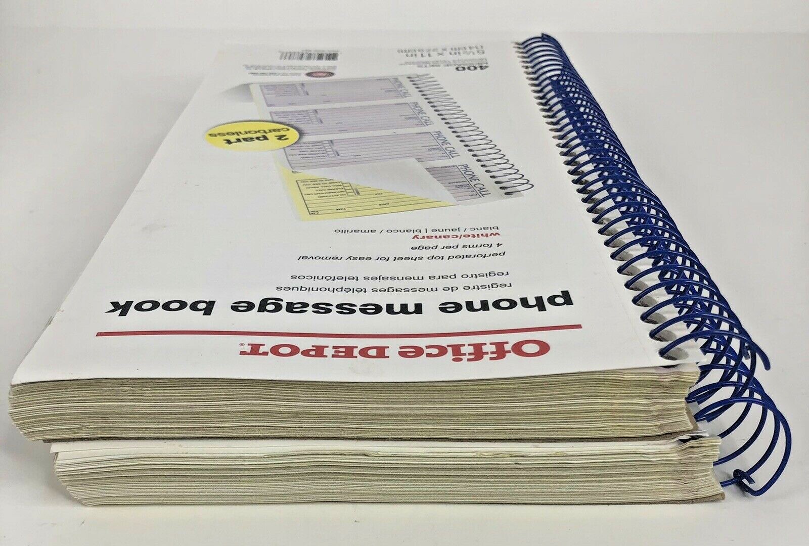 2 Phone Message Books 800 Total 2 Part Carbonless Sets 11″ X 5 1/2″ (400 Each)