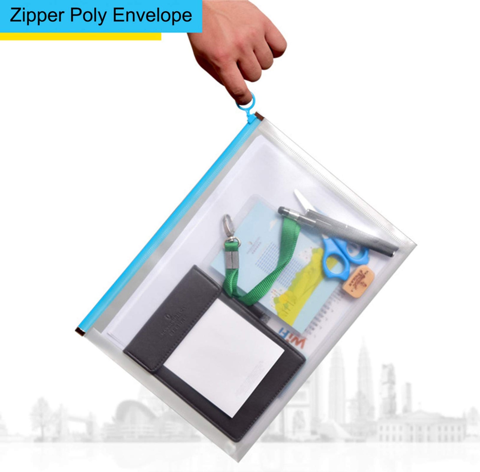 YESSART 9×12 Clear Zip Plastic Envelopes File Document Paper Holder 12 Pack