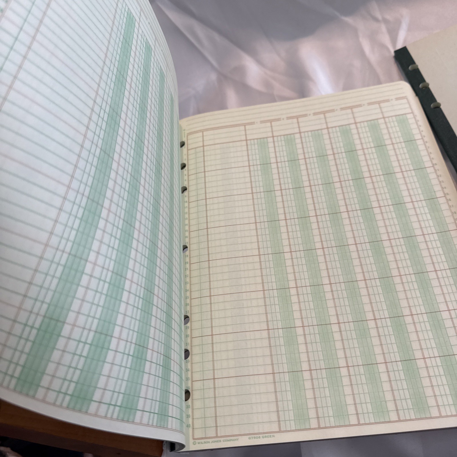 x2 Vtg Wilson Jones 6 Column Write Columnar Pad Green 11 x 8-1/2” G7506 Lot