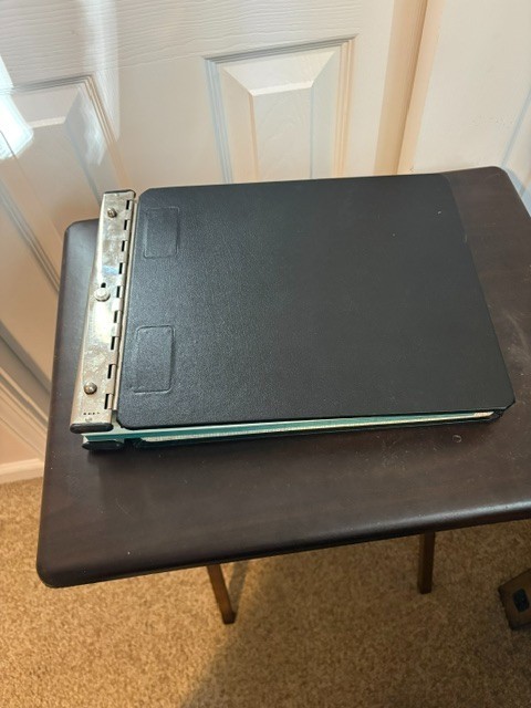 Vintage National 2 Post Metal Spine Accounting Ledger Binder Black USA w/Sheets