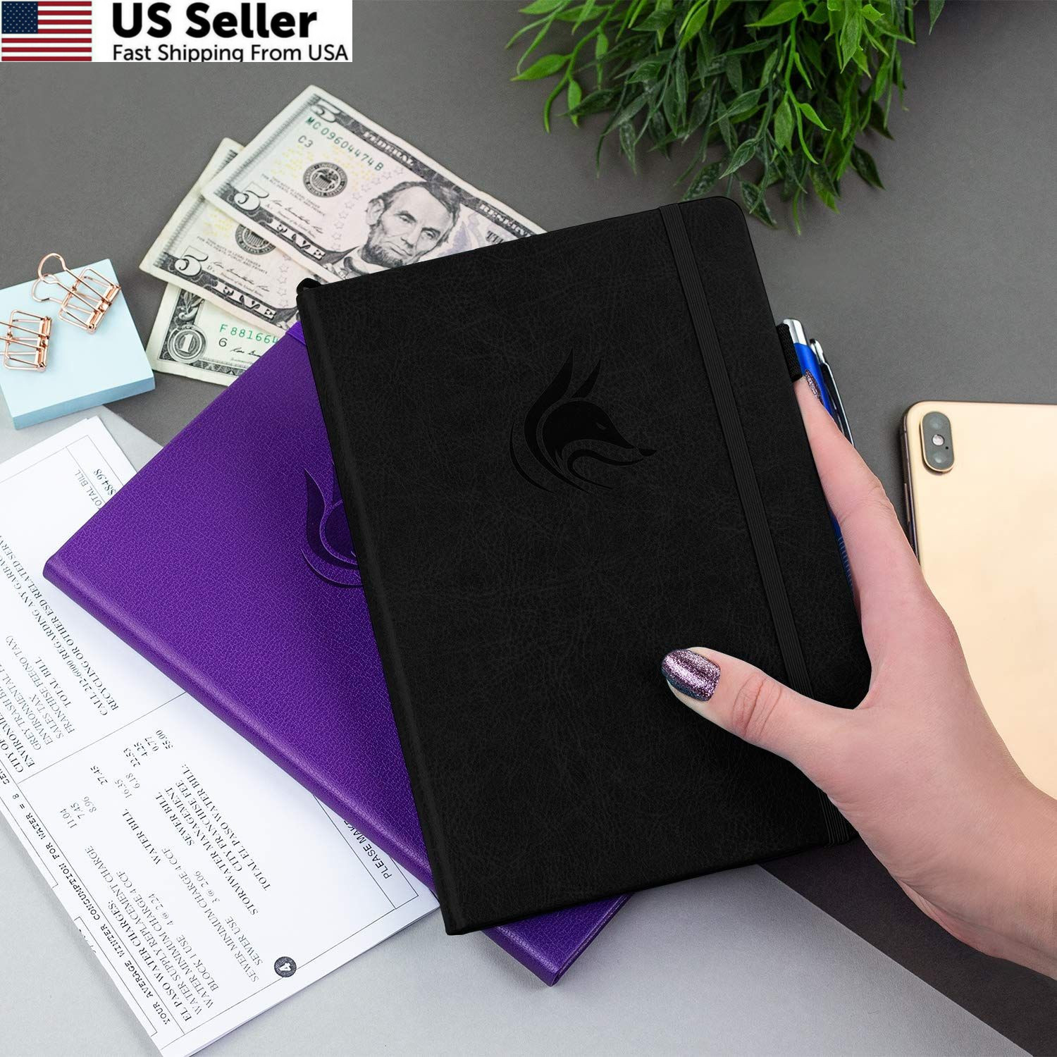 Clever Fox Check Register Book – Deluxe Transaction A5 (5.8” x 8.3”), Black