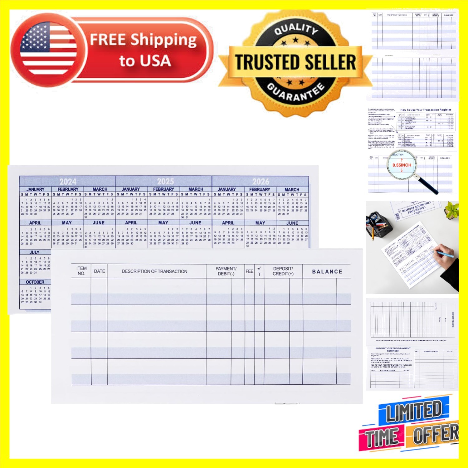 12-Pack Check Registers for Easy Financial Tracking – Personal/Business Use