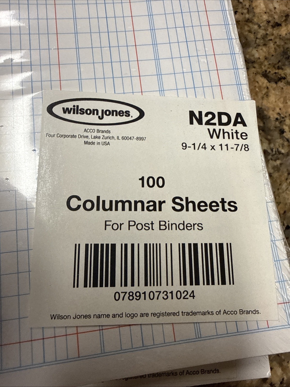 Lot 3 Wilson Jones N2DA Columnar Ledger Sheets 9-1/4 x 11-7/8 300ct