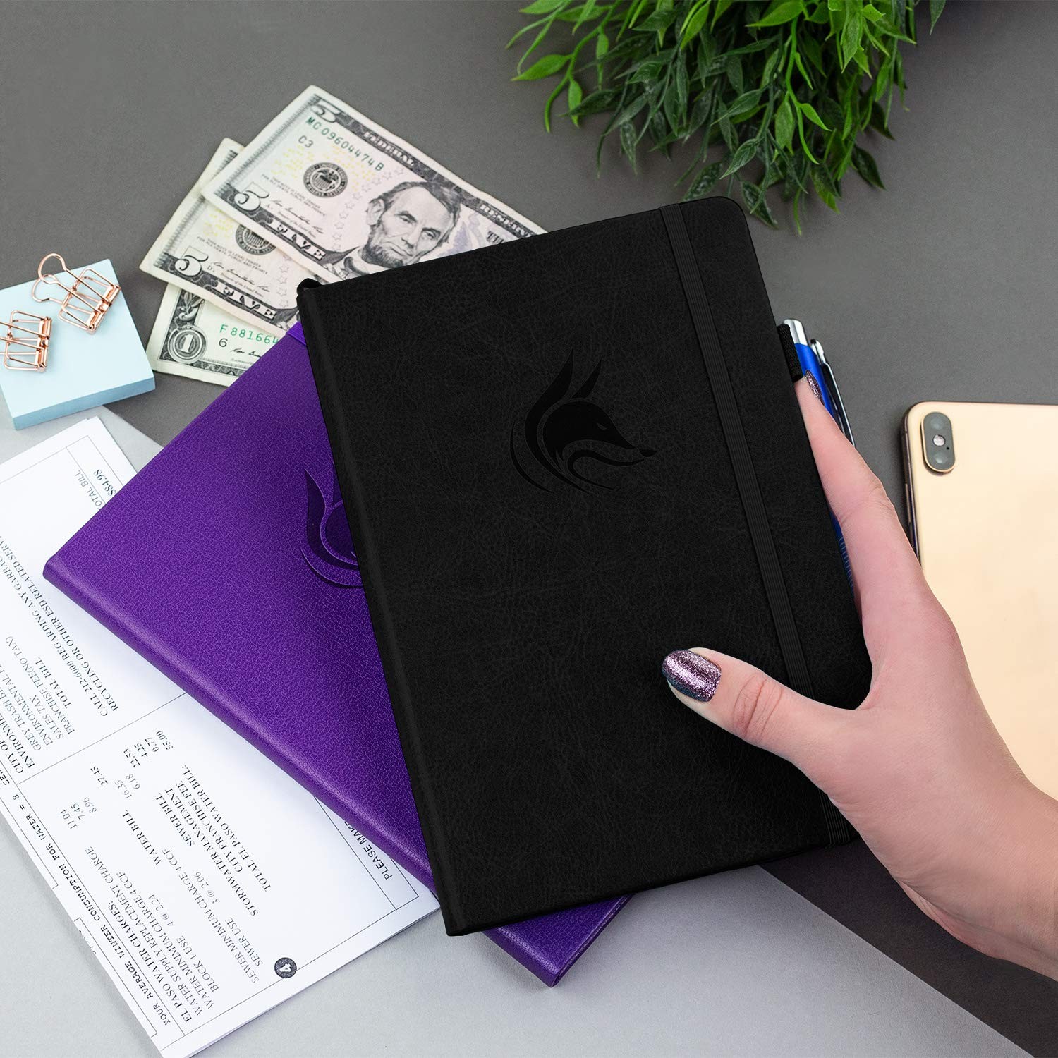 Clever Fox Check Register Book – Deluxe Transaction A5 (5.8” x 8.3”), Black