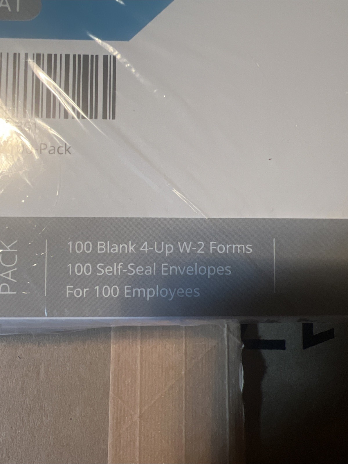 Blank W-2 Paper Forms 4-Up Version 100 Forms & 100 Self-Seal Envelopes Box Forma