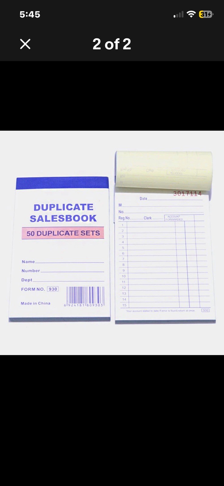 10 Pack 3.5″ x 5.5″Sales Order Forms Carbonless Duplicate Receipt Book*USA SELL