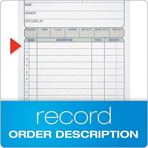 Carbonless Sales Order Books, 2-Part, White/Canary, 50 Sets, Wraparound Cover, 3