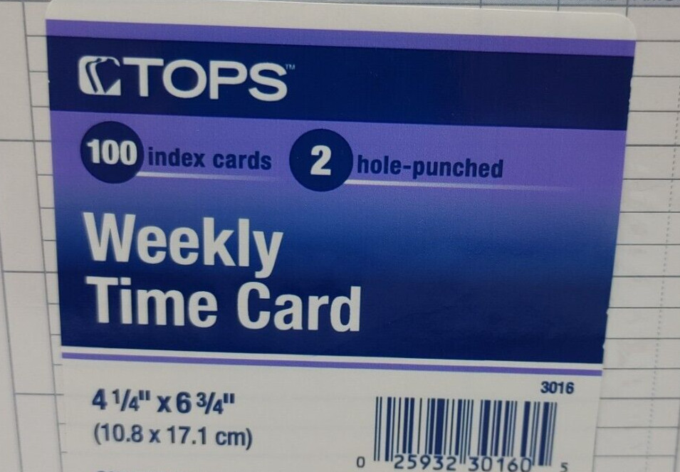 TOPS Employee Weekly Time Card 100 Pack 2 Hole Punched 4 1/4″ X 6 3/4″
